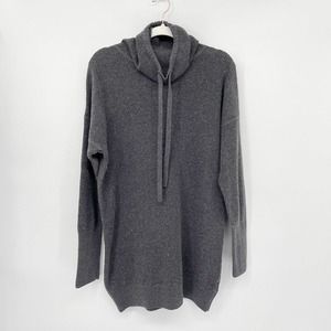 Prana Waffle Knit Miliani Dress Size M Charcoal Gray Drawstring‎ Funnel Neck